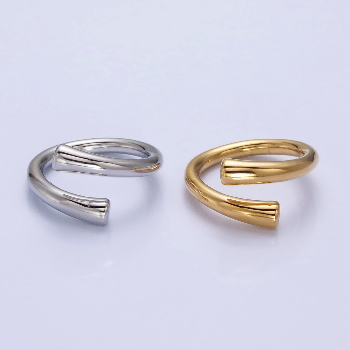 Stainless Steel Geometric Claw Minimalist Open Band Ring in Gold & Silver | O-1757~O-1764 - DLUXCA