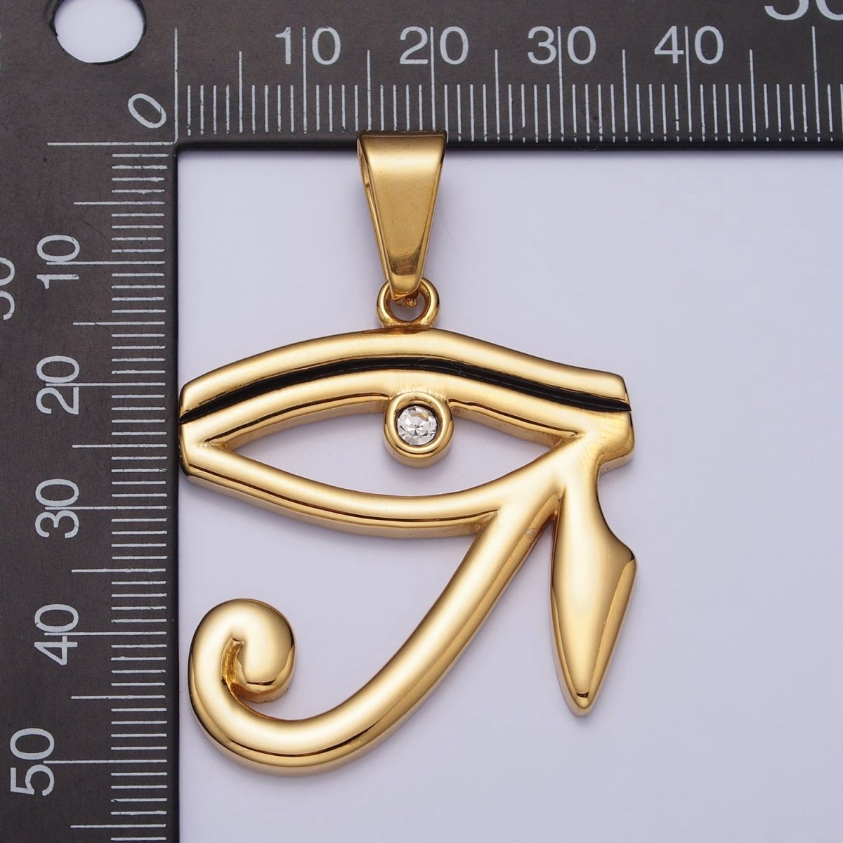 Stainless Steel Geometric Evil Eye CZ Protection Pendant in Gold & Silver | P-1107 - DLUXCA