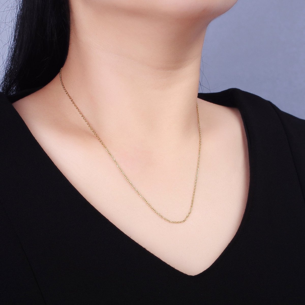 Stainless Steel Gold 0.7mm Dainty Cable 18 Inch Layering Chain Necklace | WA-2211 Clearance Pricing - DLUXCA