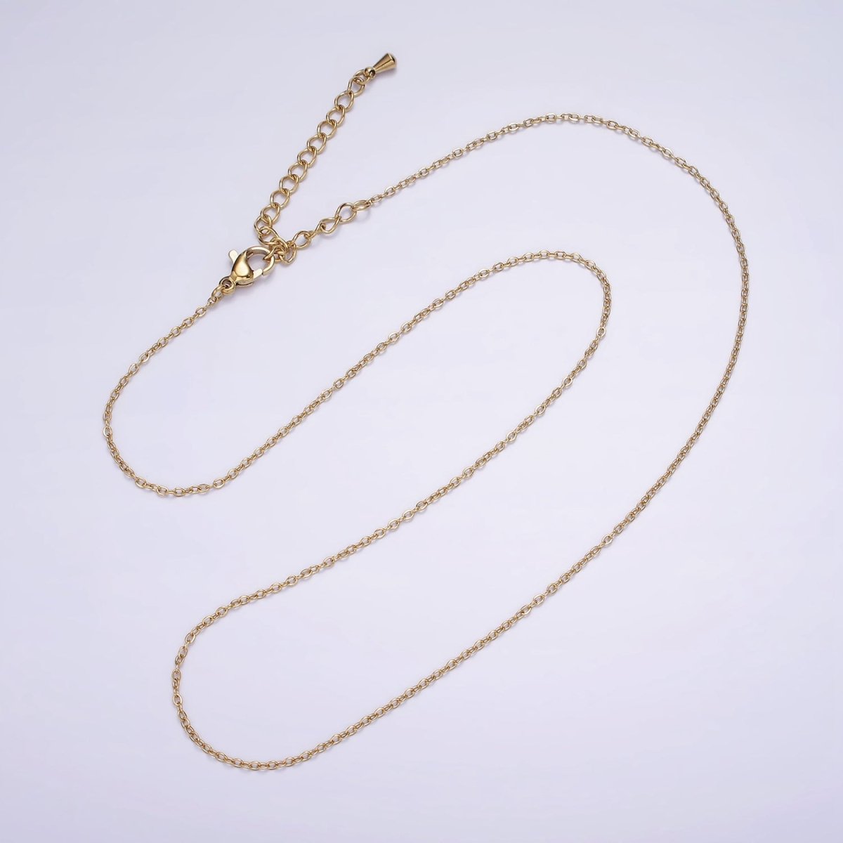 Stainless Steel Gold 0.7mm Dainty Cable 18 Inch Layering Chain Necklace | WA-2211 Clearance Pricing - DLUXCA