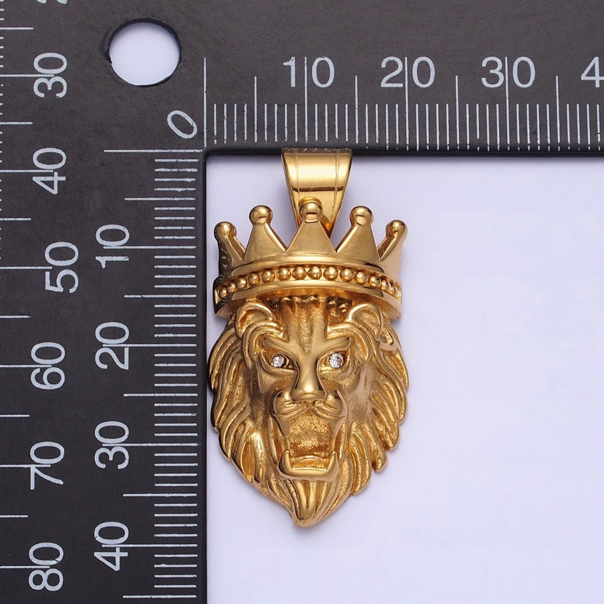 Stainless Steel Gold Crowned Roaring Lion King Pendant in Gold & Silver J-749 J-752 - DLUXCA