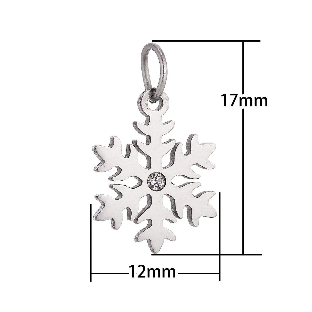 Stainless Steel Gold Elegant Snowflake Cubic Zirconia Bracelet Charm Necklace Pendant Findings for Jewelry Making E-637 - DLUXCA