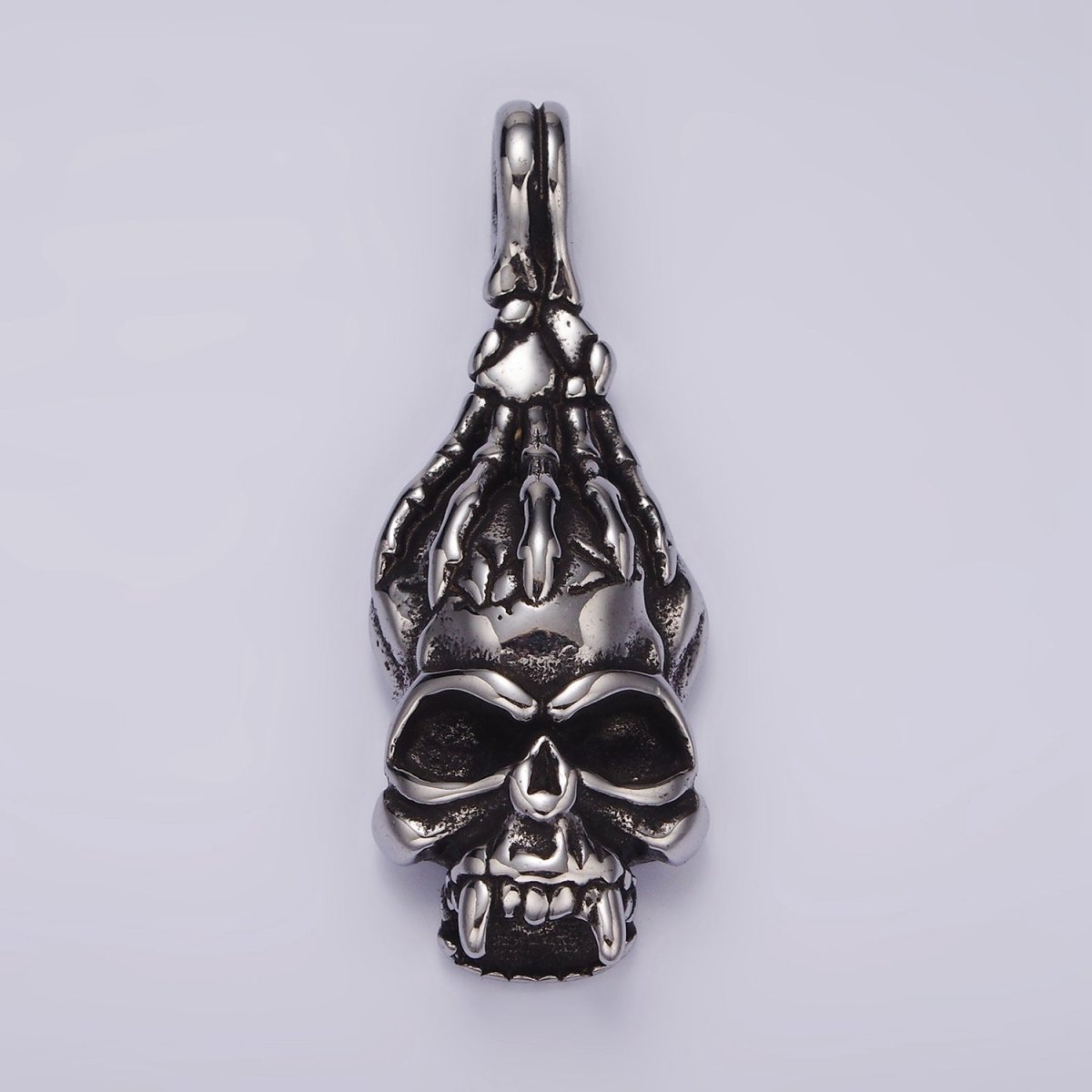 Stainless Steel Gold Human Hand Skeleton Skull Pendant Halloween Jewelry | P1361 - DLUXCA