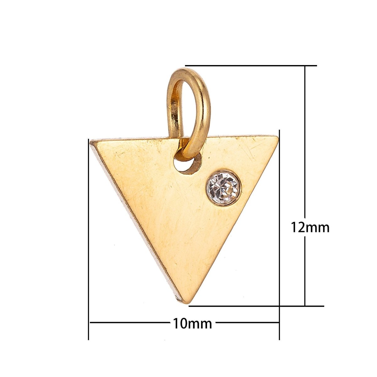 Stainless Steel Gold Minimalist Blank Triangle Cubic Zirconia Bracelet Charm Necklace Pendant Findings for Jewelry Making E-626 - DLUXCA