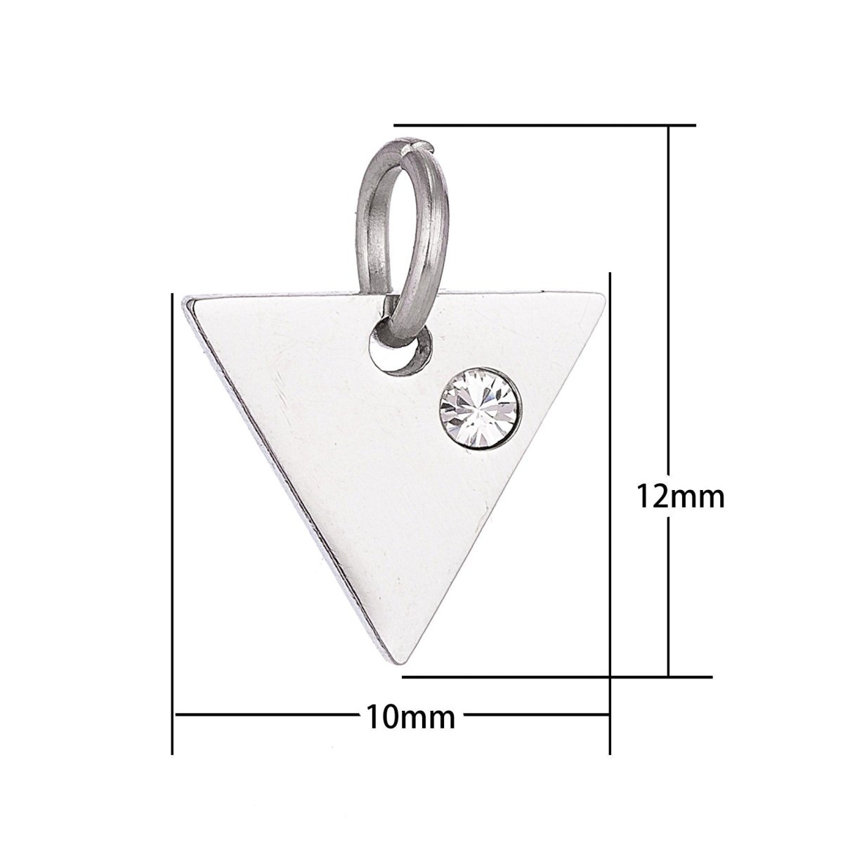 Stainless Steel Gold Minimalist Blank Triangle Cubic Zirconia Bracelet Charm Necklace Pendant Findings for Jewelry Making E-626 - DLUXCA