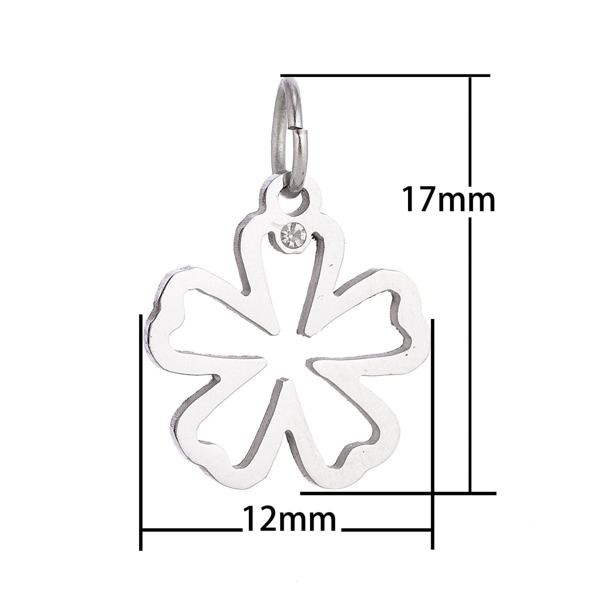 Stainless Steel Gold Minimalist Dainty Five Petals Flower Cubic Zirconia Bracelet Charm Necklace Pendant Findings for Jewelry Making E-636 - DLUXCA