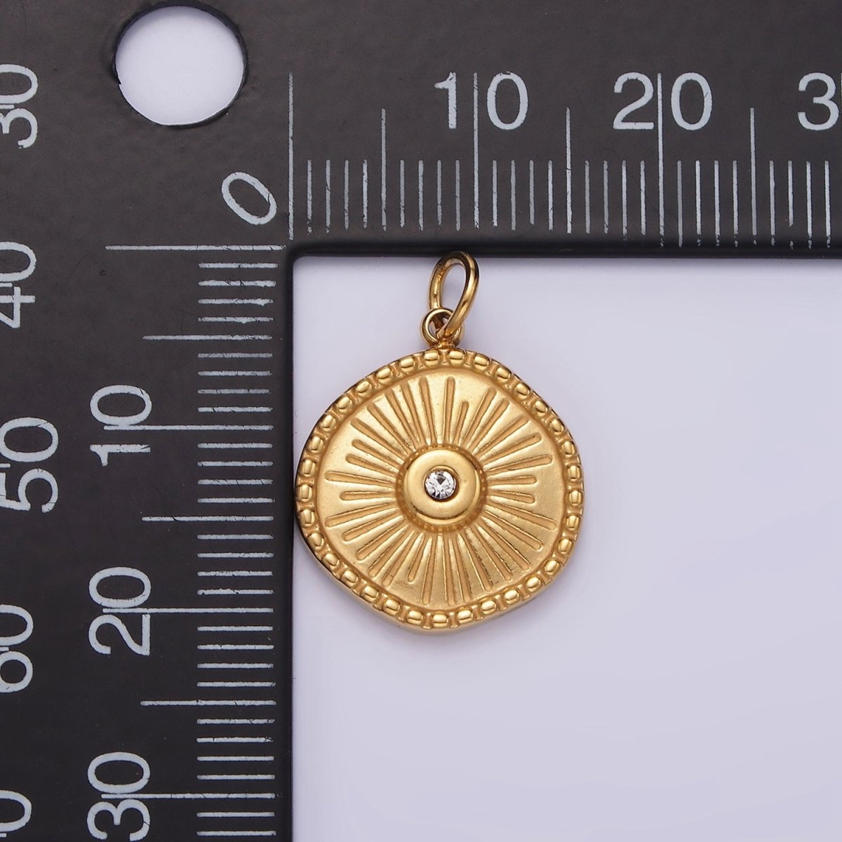 Stainless Steel Gold Radial Sun Pendant Charm for Necklace Bracelet Celestial Jewelry | P651 - DLUXCA