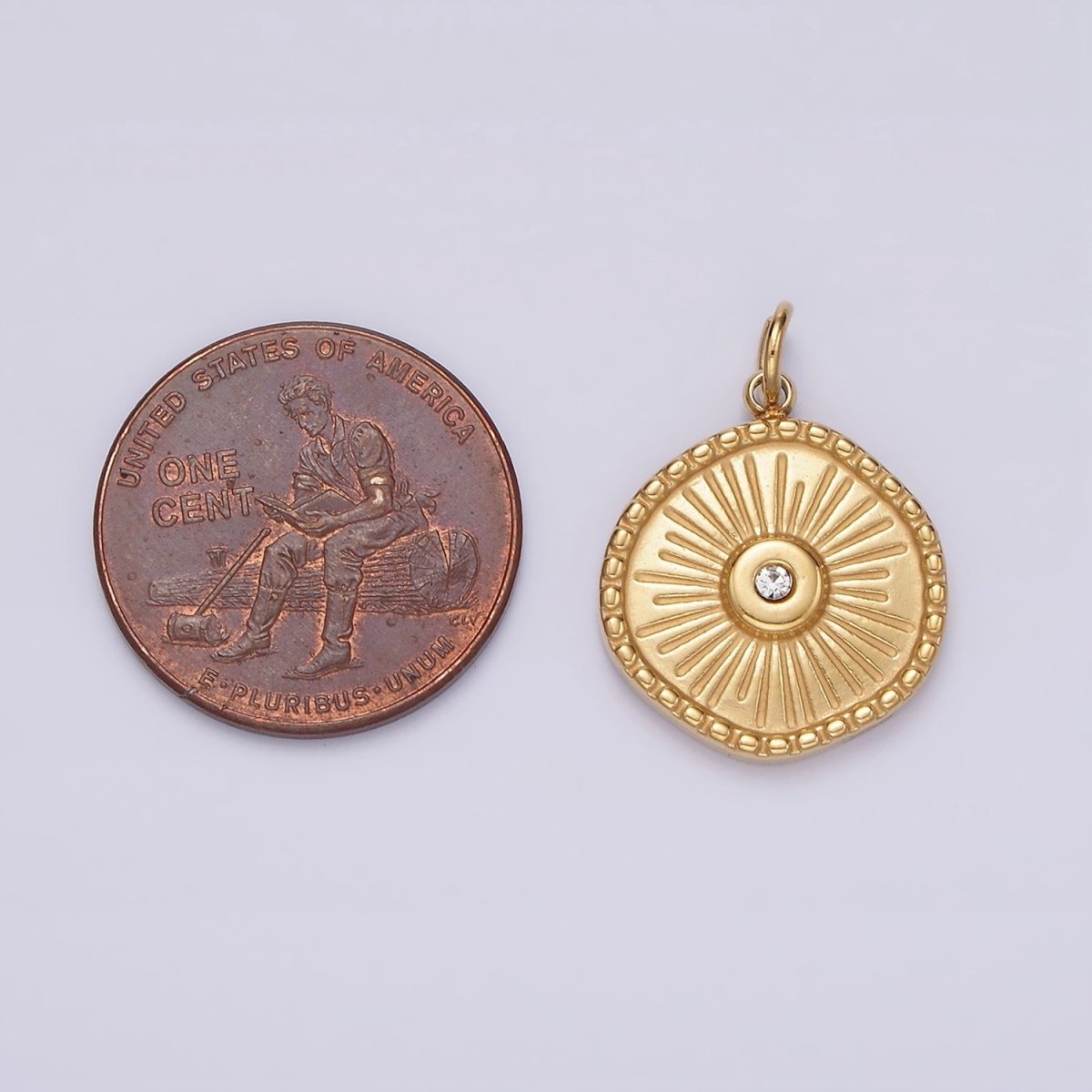 Stainless Steel Gold Radial Sun Pendant Charm for Necklace Bracelet Celestial Jewelry | P651 - DLUXCA