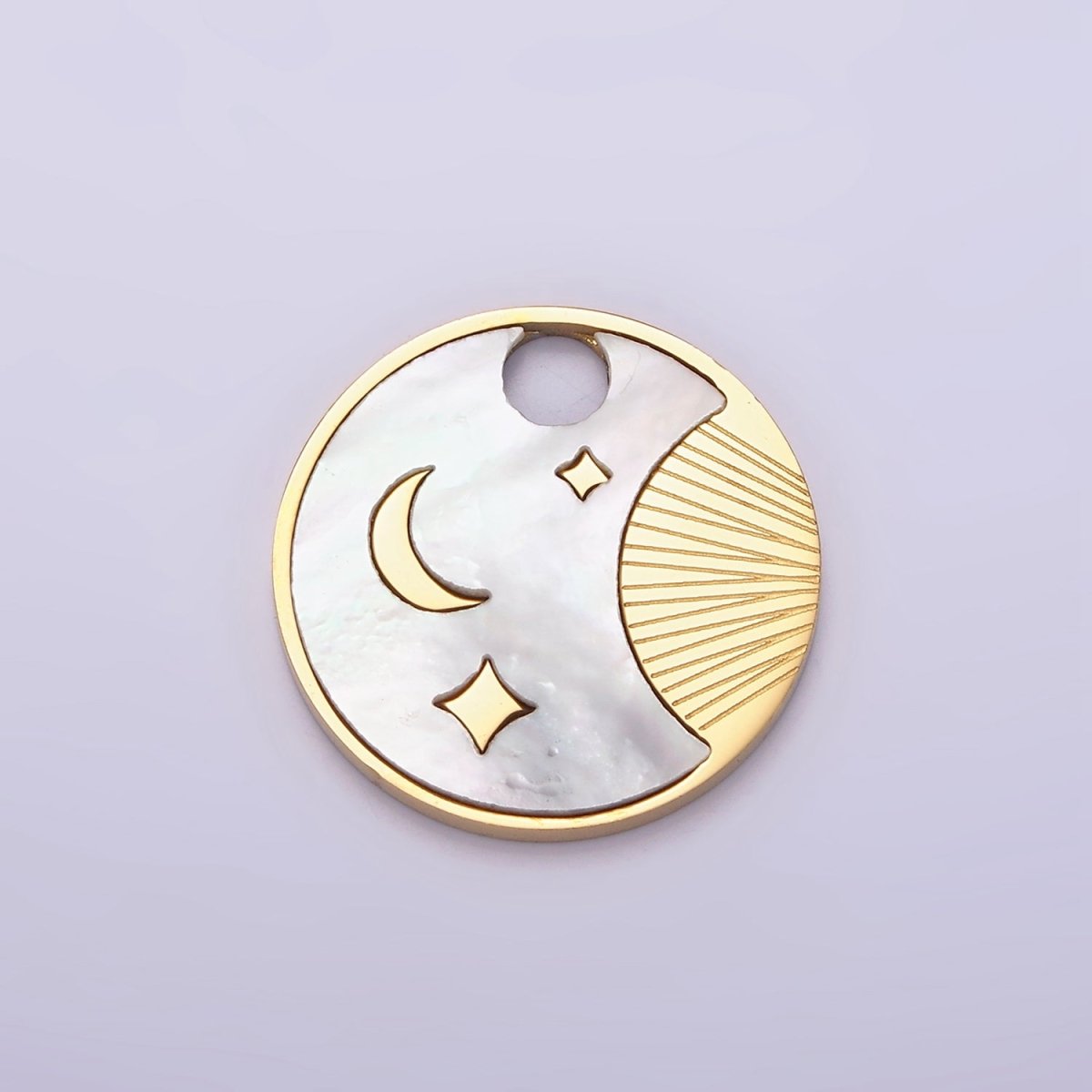 Stainless Steel Gold Shell Pearl Crescent Moon Pendant Charm for Necklace Bracelet Celestial Jewelry | P-652 - DLUXCA