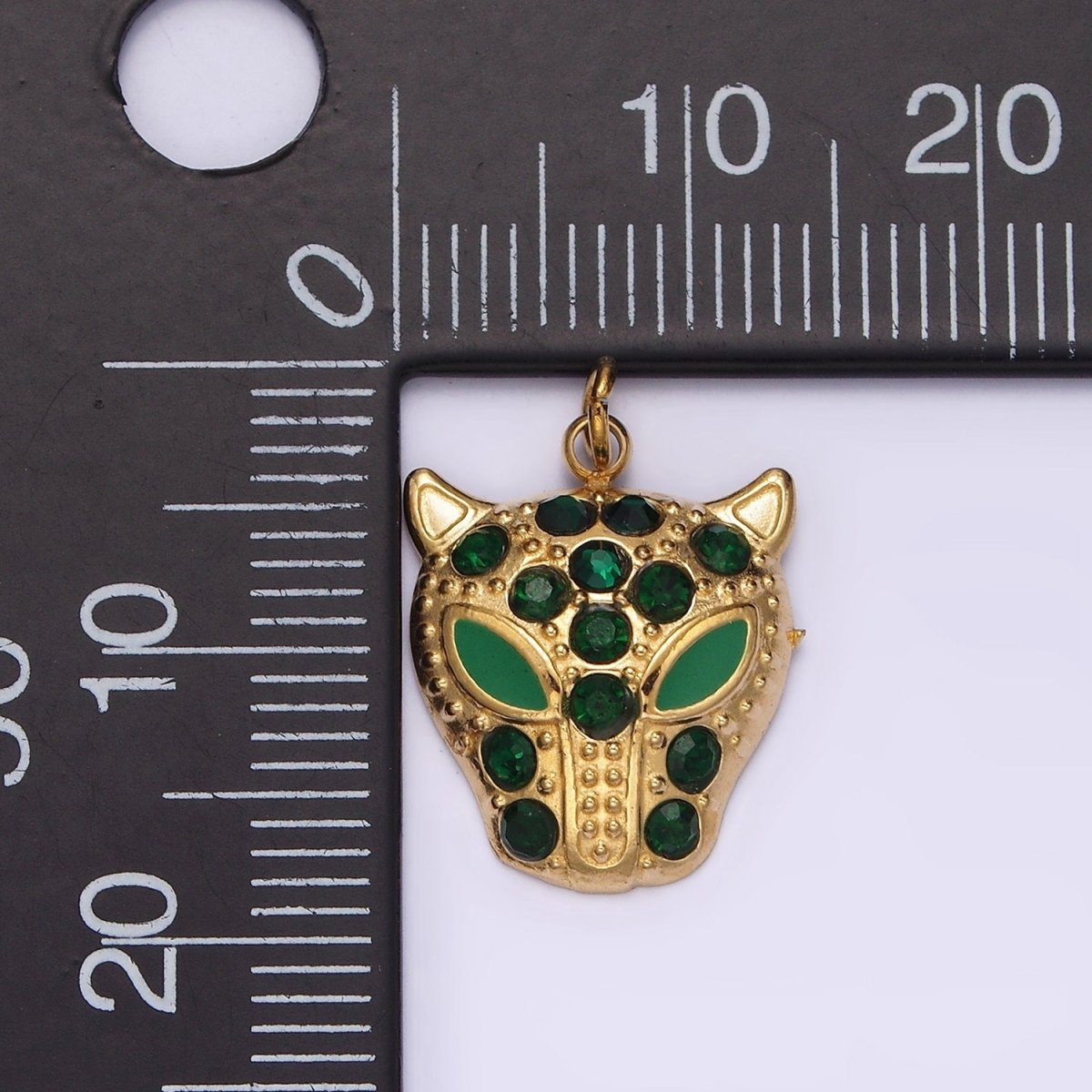 Stainless Steel Green, Black Eyed Panther Animal CZ Dotted Charm in Gold & Silver | P-678 ~P-681 - DLUXCA