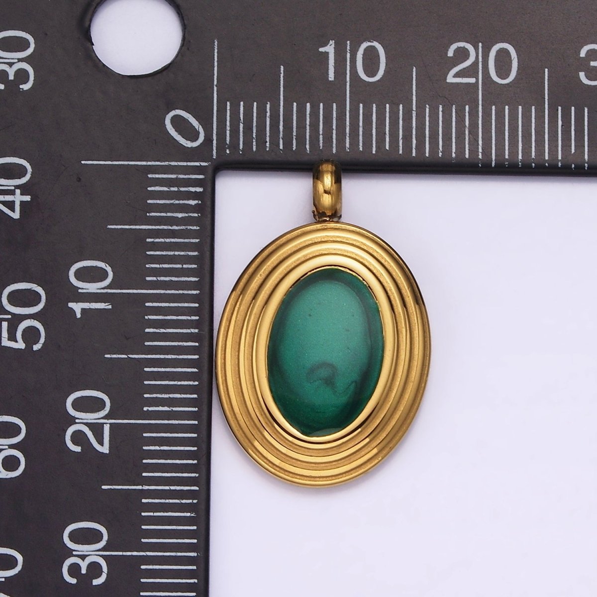 Stainless Steel Green Oval Enamel Pendant Charm Necklace DIY Jewelry Accessories | P-663 - DLUXCA