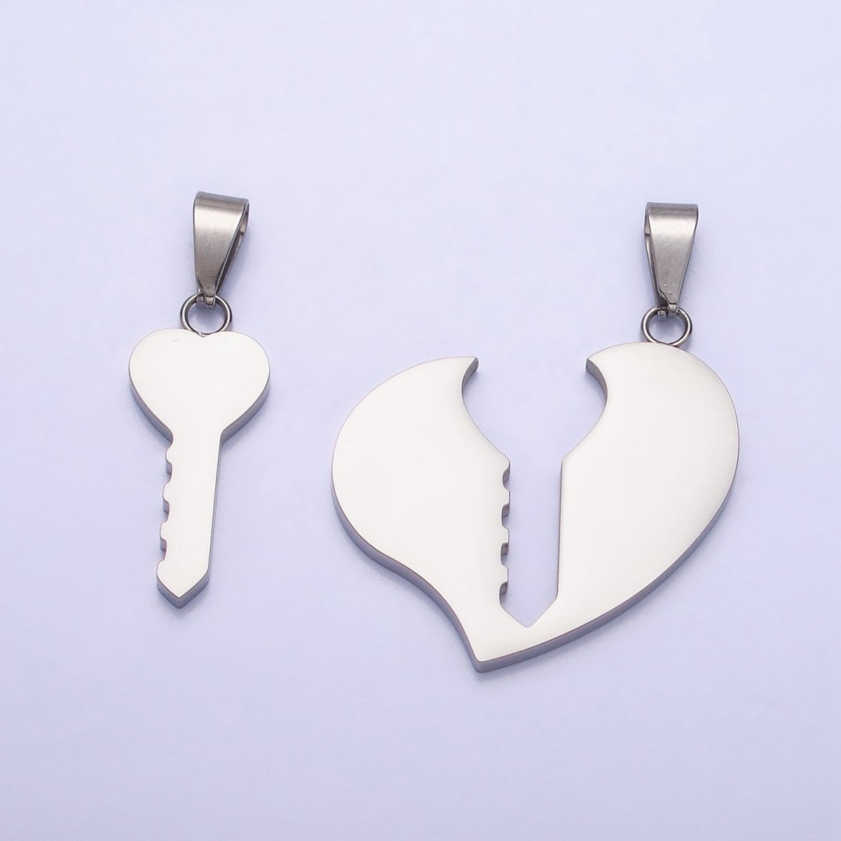 Stainless Steel Heart Key Couple's Friendship Pendant Set in Gold & Silver | P-1124 - DLUXCA