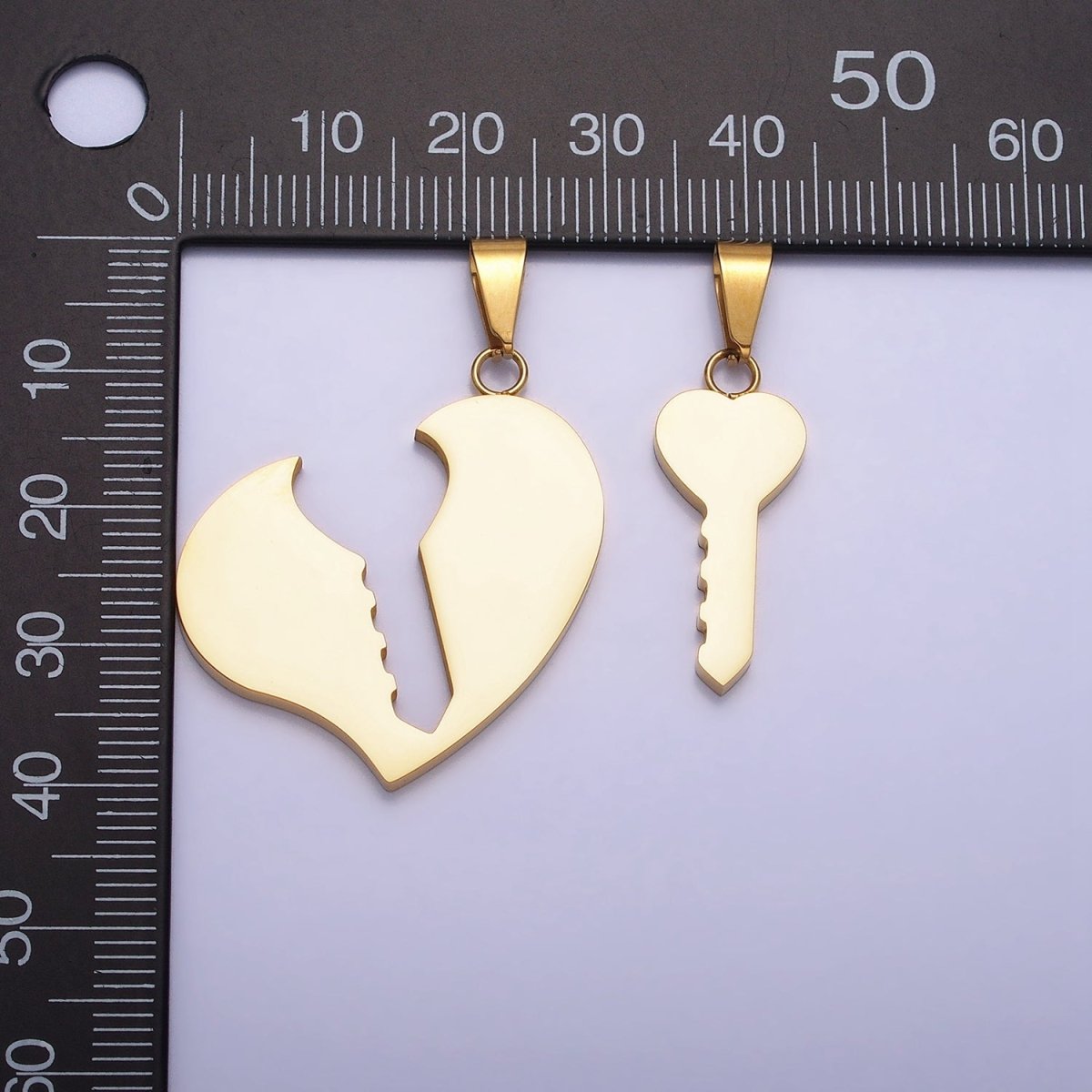 Stainless Steel Heart Key Couple's Friendship Pendant Set in Gold & Silver | P-1124 - DLUXCA
