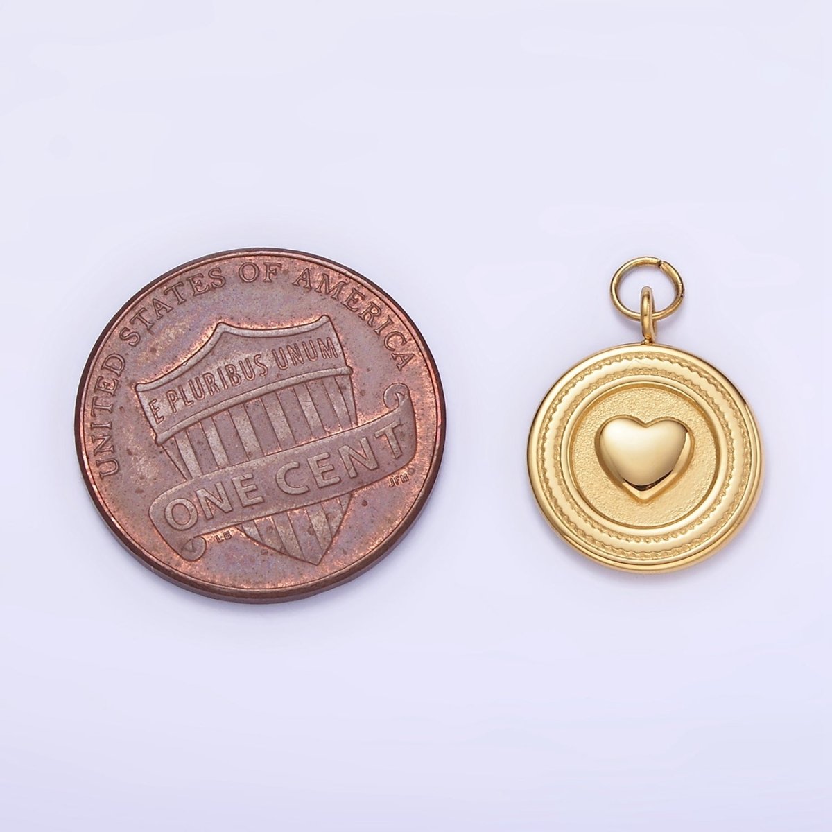Stainless Steel Heart Minimalist Round Charm | P973 - DLUXCA