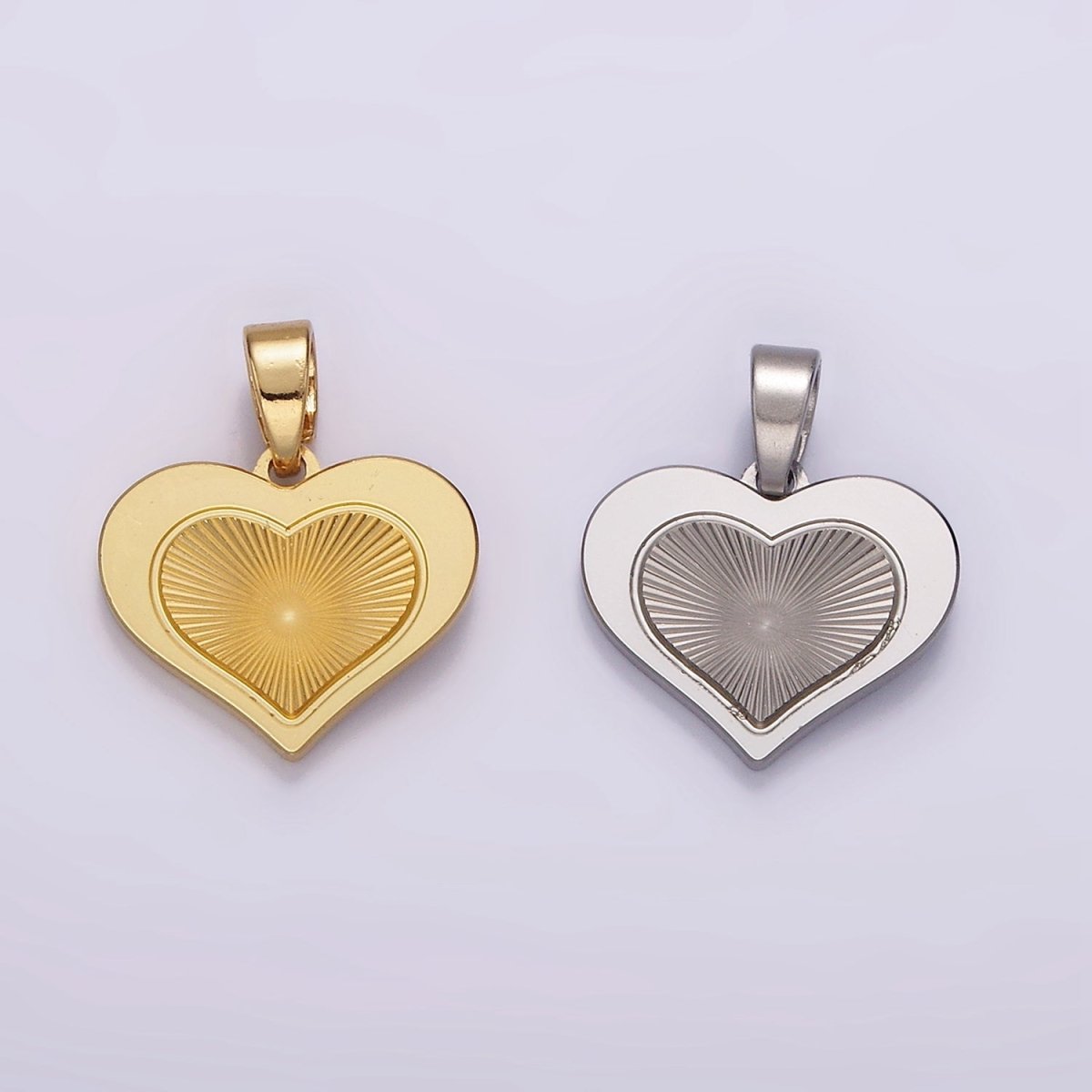 Stainless Steel Heart Sunburst Minimalist Pendant in Gold & Silver | P866 - DLUXCA