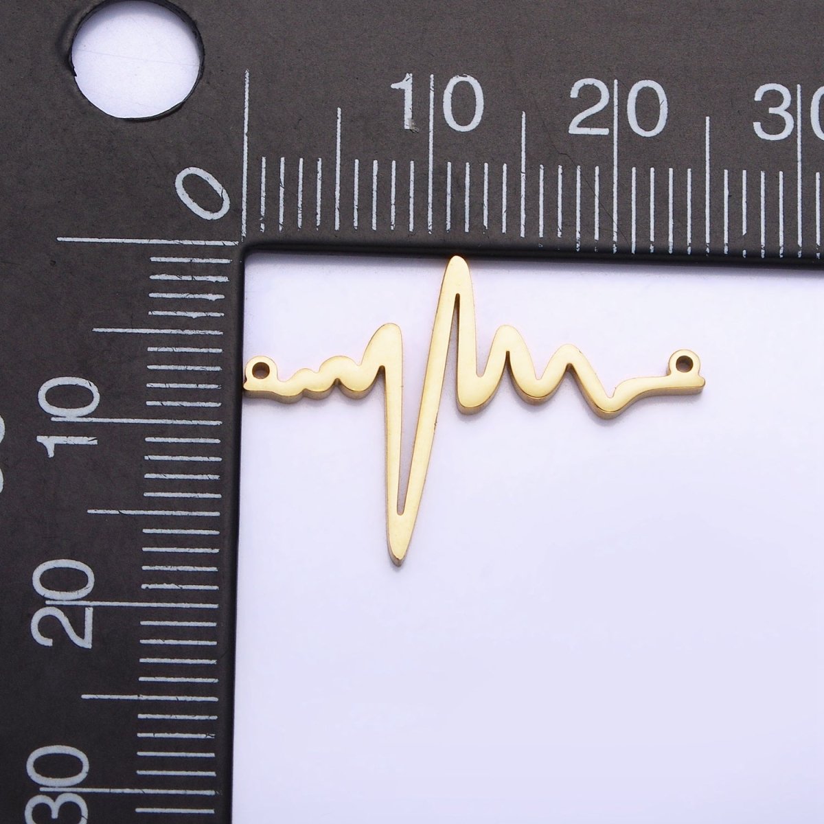 Stainless Steel Heartbeat Line Frequency Electrocardiogram Minimalist Connector in Silver & Gold | P-894 - DLUXCA