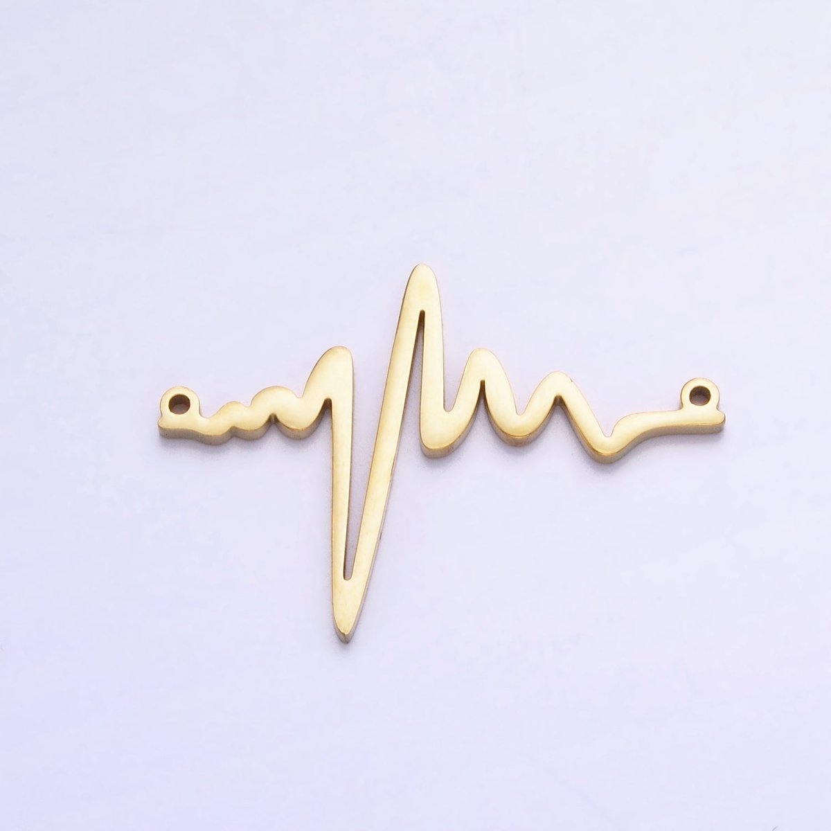 Stainless Steel Heartbeat Line Frequency Electrocardiogram Minimalist Connector in Silver & Gold | P-894 - DLUXCA
