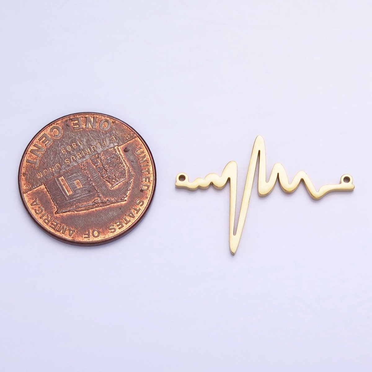 Stainless Steel Heartbeat Line Frequency Electrocardiogram Minimalist Connector in Silver & Gold | P-894 - DLUXCA