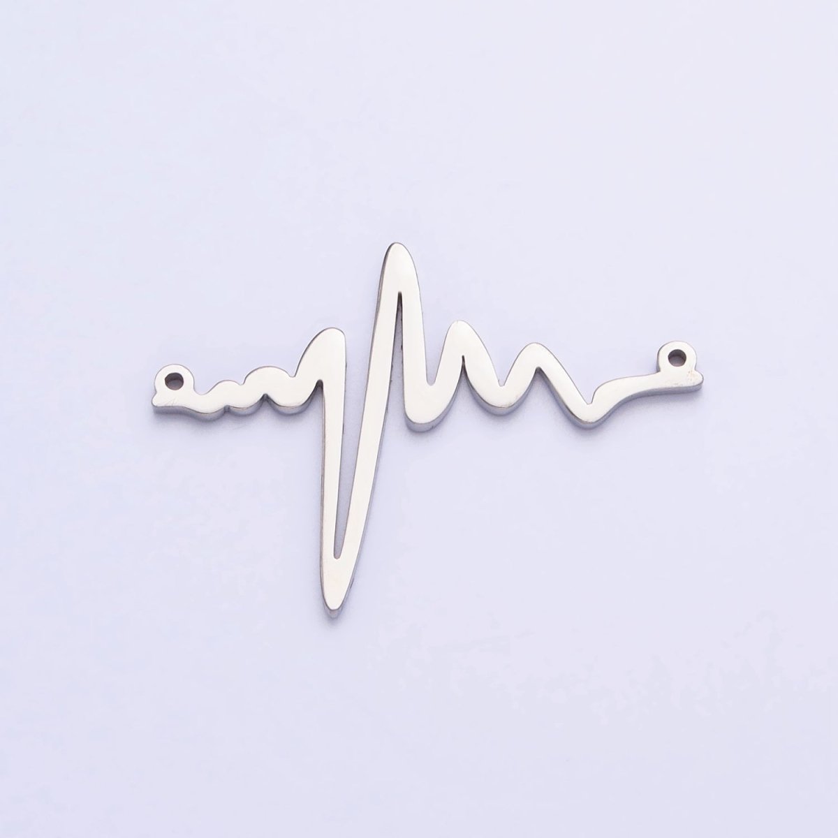 Stainless Steel Heartbeat Line Frequency Electrocardiogram Minimalist Connector in Silver & Gold | P-894 - DLUXCA