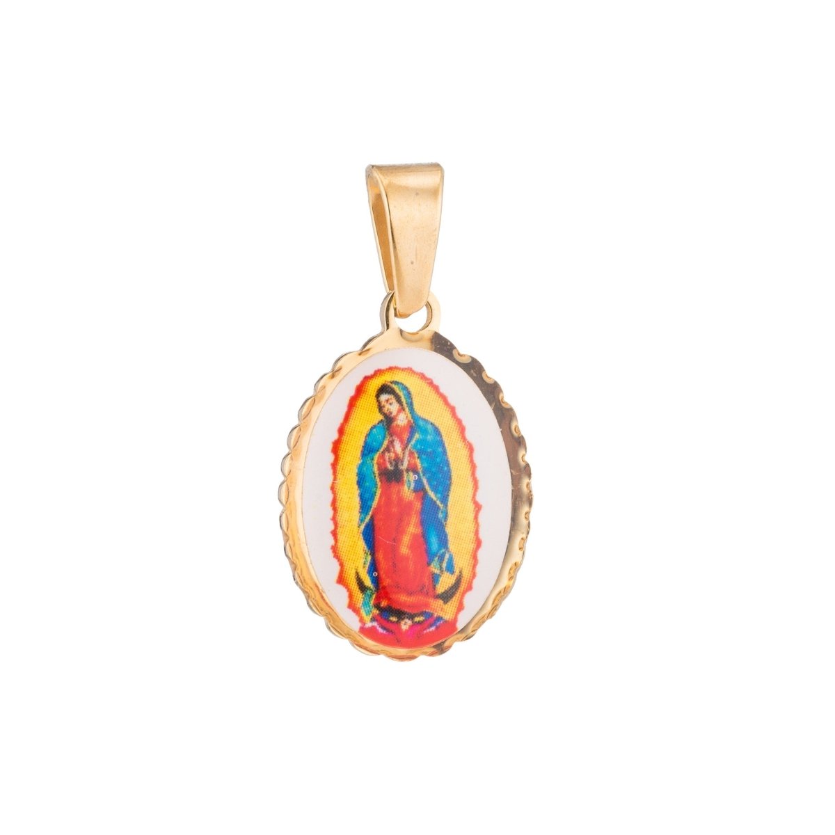 Stainless Steel Holy Mother Virgin Mary Pray for Us Praying Novena Bracelet Necklace Pendant Charm Bead Bails Finding for Jewelry Making J-487 - DLUXCA