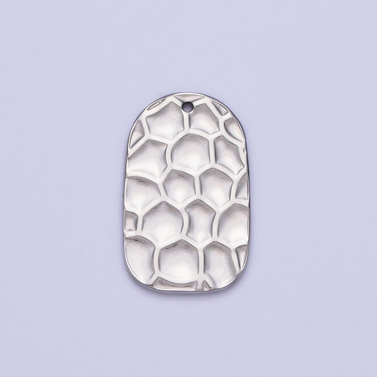 Stainless Steel Honey Comb Hammered Rectangular Tag Charm in Gold & Silver | P-891 - DLUXCA