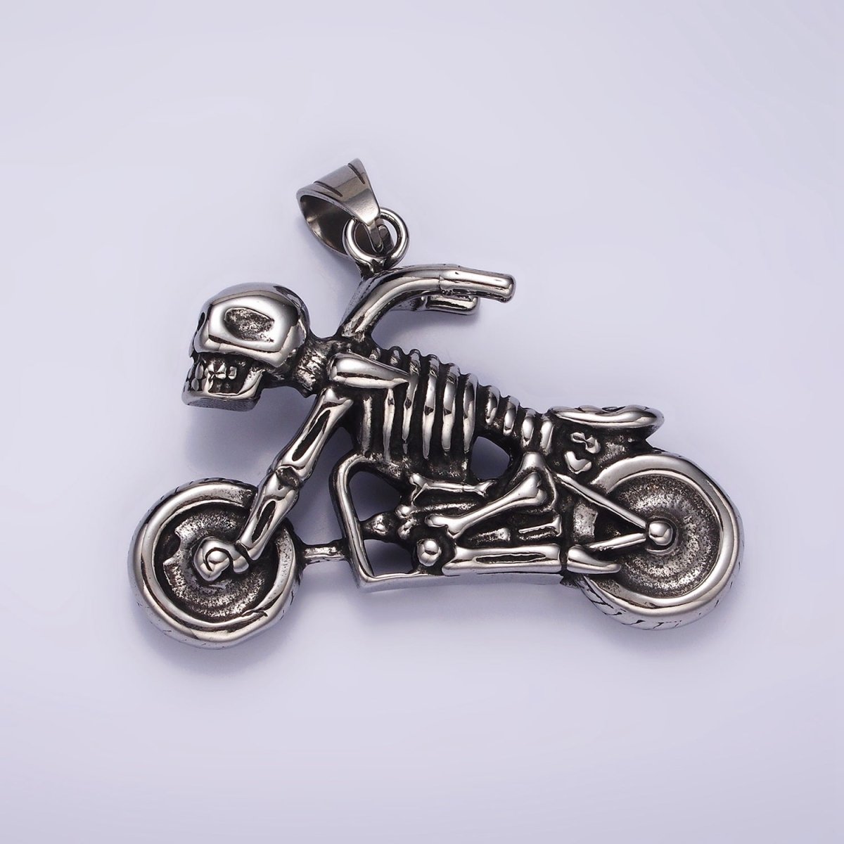 Stainless Steel Human Skeleton Skull Motorcycle Vehicle Pendant | P1061 - DLUXCA