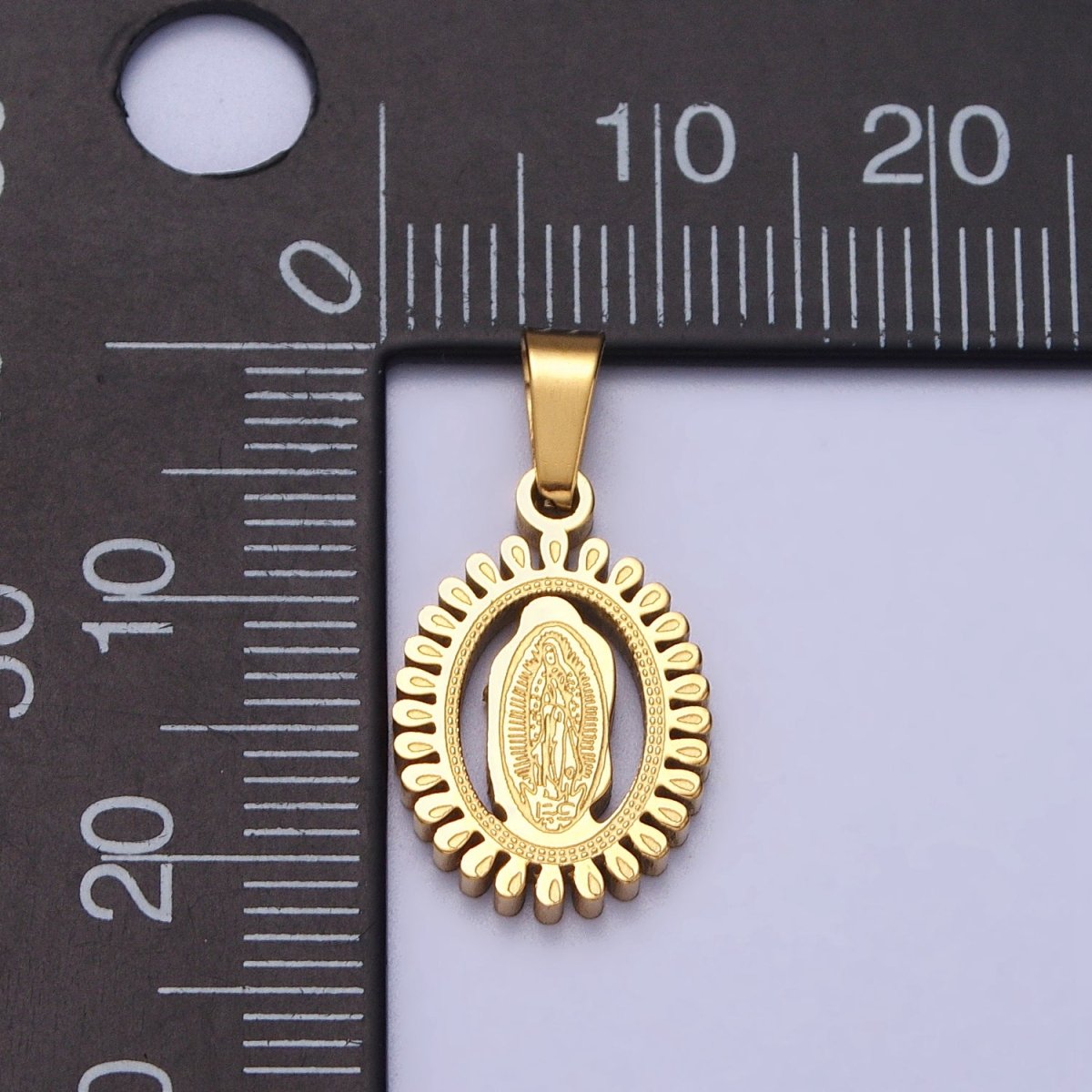 Stainless Steel Lady Guadalupe Virgin Mary Open Oval Pendant in Gold & Silver J-626 J-639 - DLUXCA