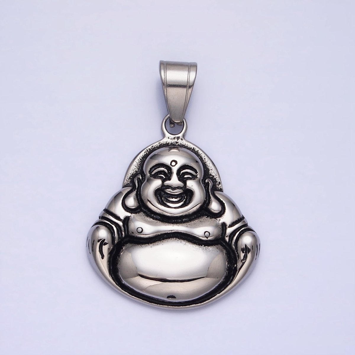 Stainless Steel Laughing Spiritual Buddha Pendant in Gold & Silver | P1103 - DLUXCA