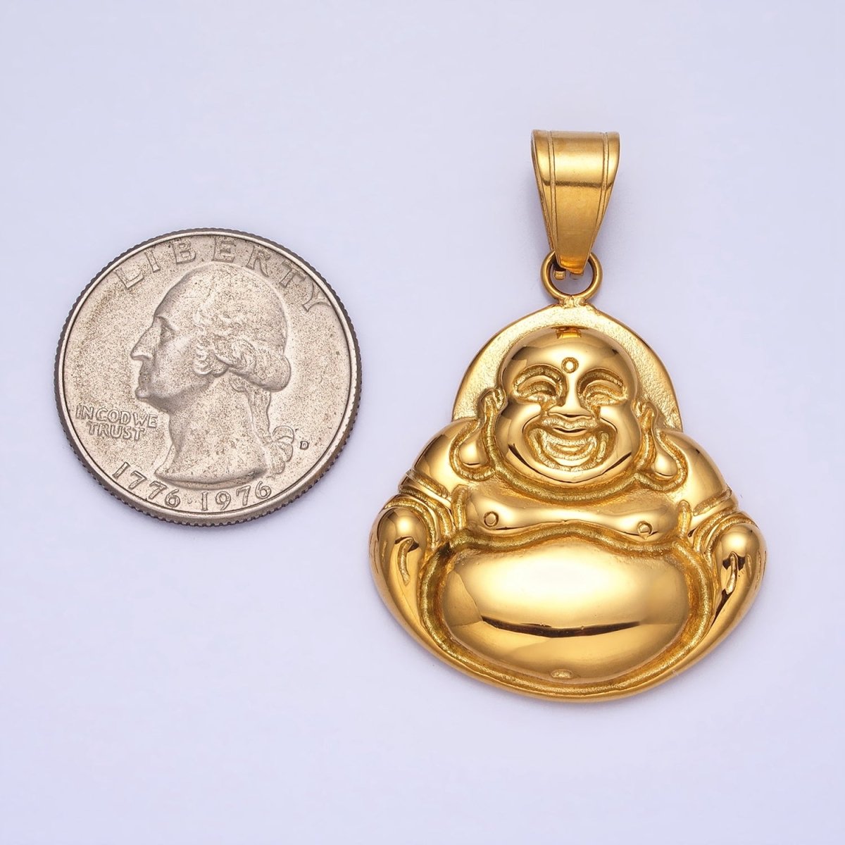 Stainless Steel Laughing Spiritual Buddha Pendant in Gold & Silver | P1103 - DLUXCA