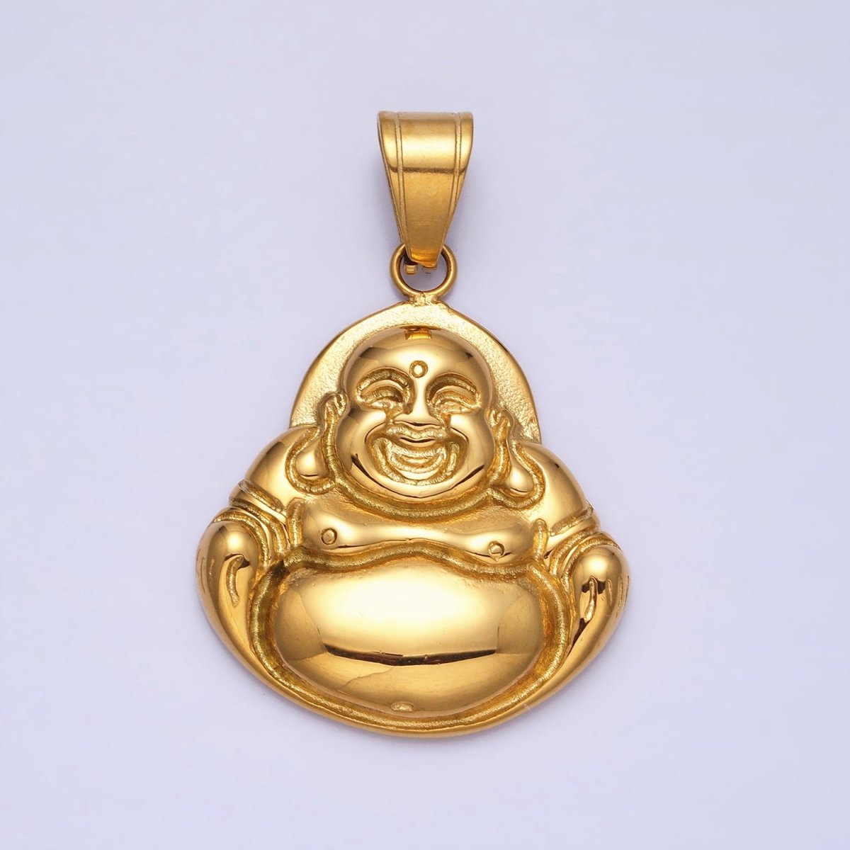 Stainless Steel Laughing Spiritual Buddha Pendant in Gold & Silver | P1103 - DLUXCA