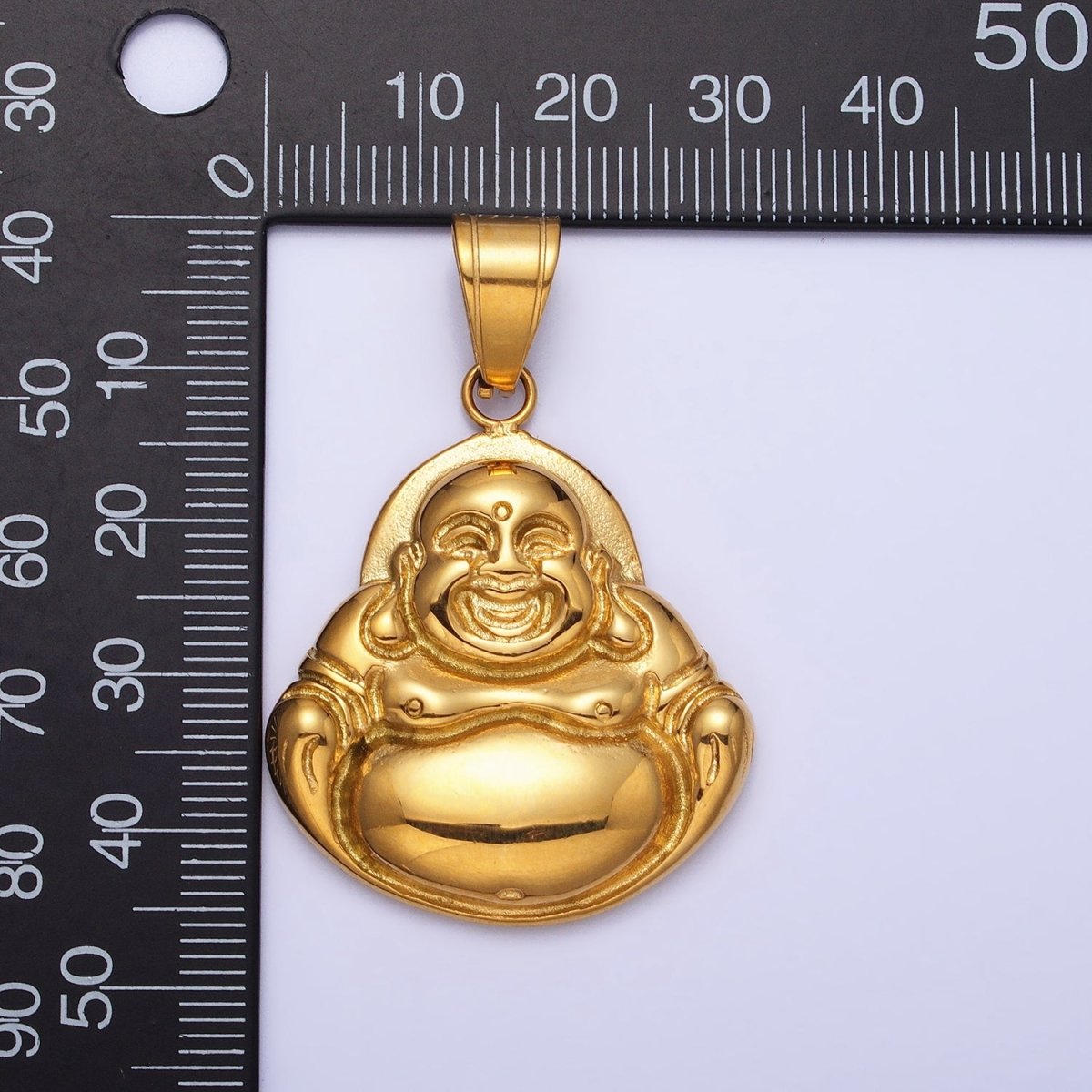 Stainless Steel Laughing Spiritual Buddha Pendant in Gold & Silver | P1103 - DLUXCA