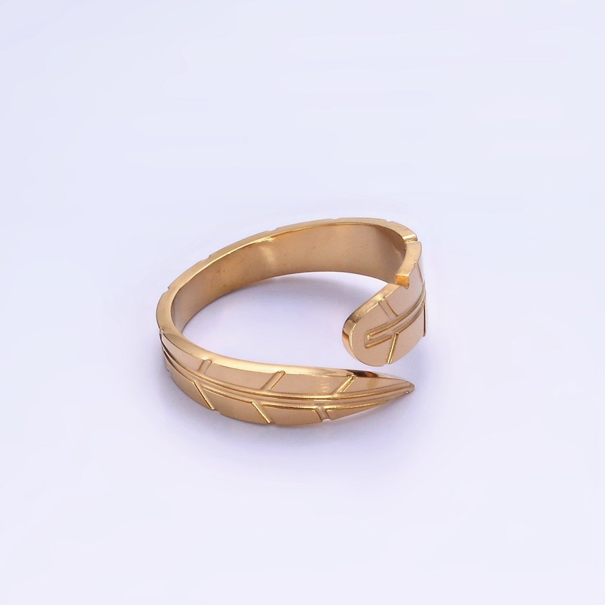 Stainless Steel Lined Leaf Nature Minimalist Wrap Ring | O1284 - DLUXCA