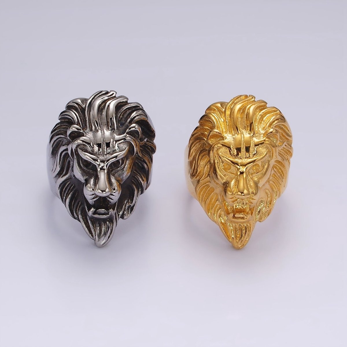 Stainless Steel Lion Head King Animal Ring in Gold & Silver | O1222 - O1227 - DLUXCA