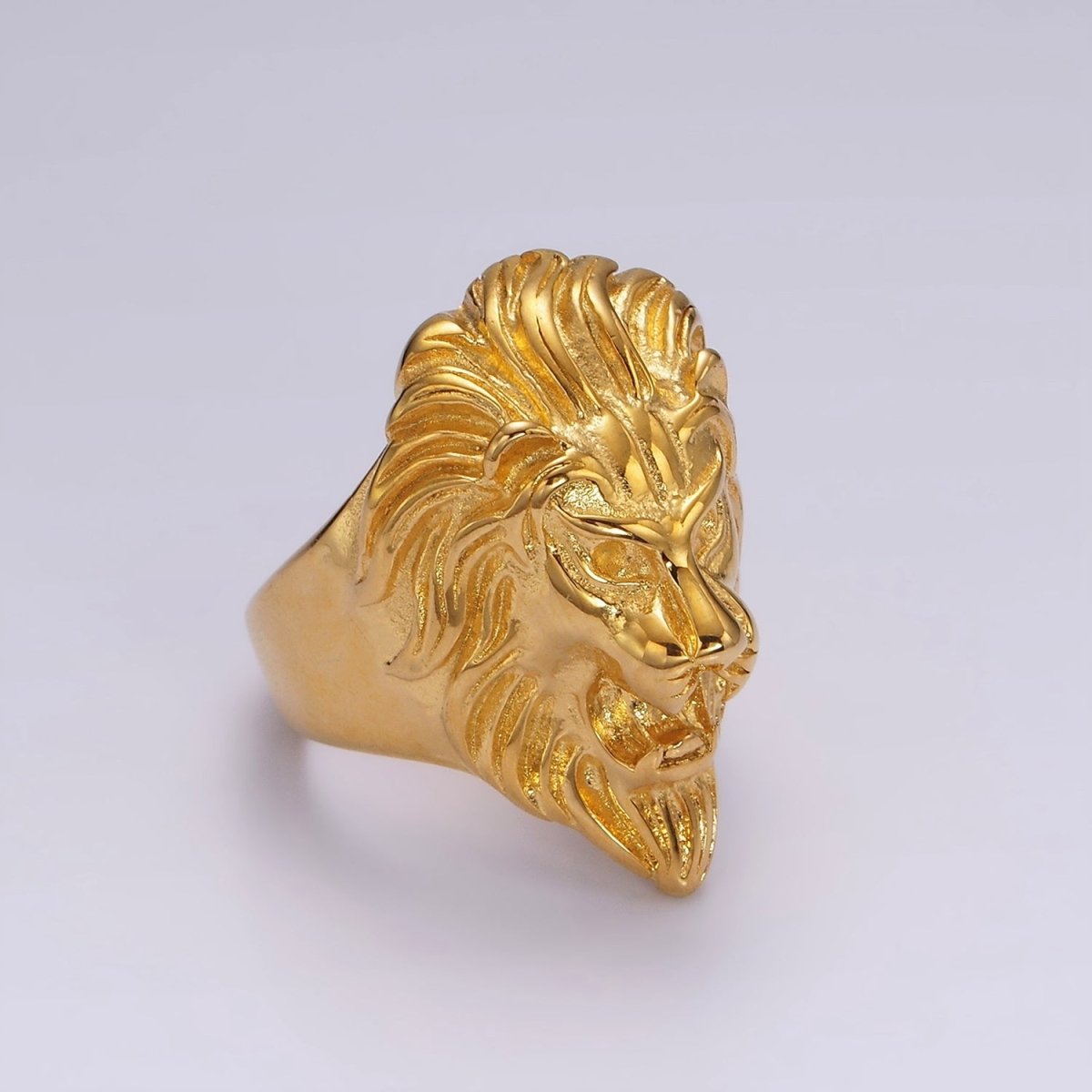 Stainless Steel Lion Head King Animal Ring in Gold & Silver | O1222 - O1227 - DLUXCA
