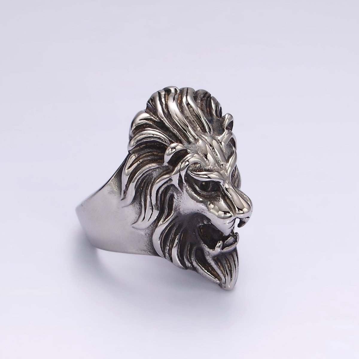 Stainless Steel Lion Head King Animal Ring in Gold & Silver | O1222 - O1227 - DLUXCA