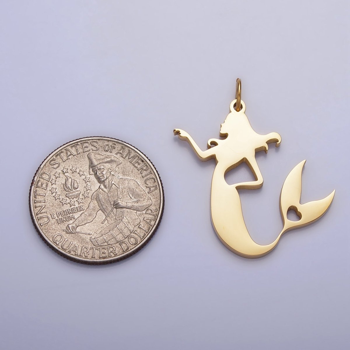 Stainless Steel Little Sea Mermaid Silhouette Charm in Gold & Silver | P884 - DLUXCA