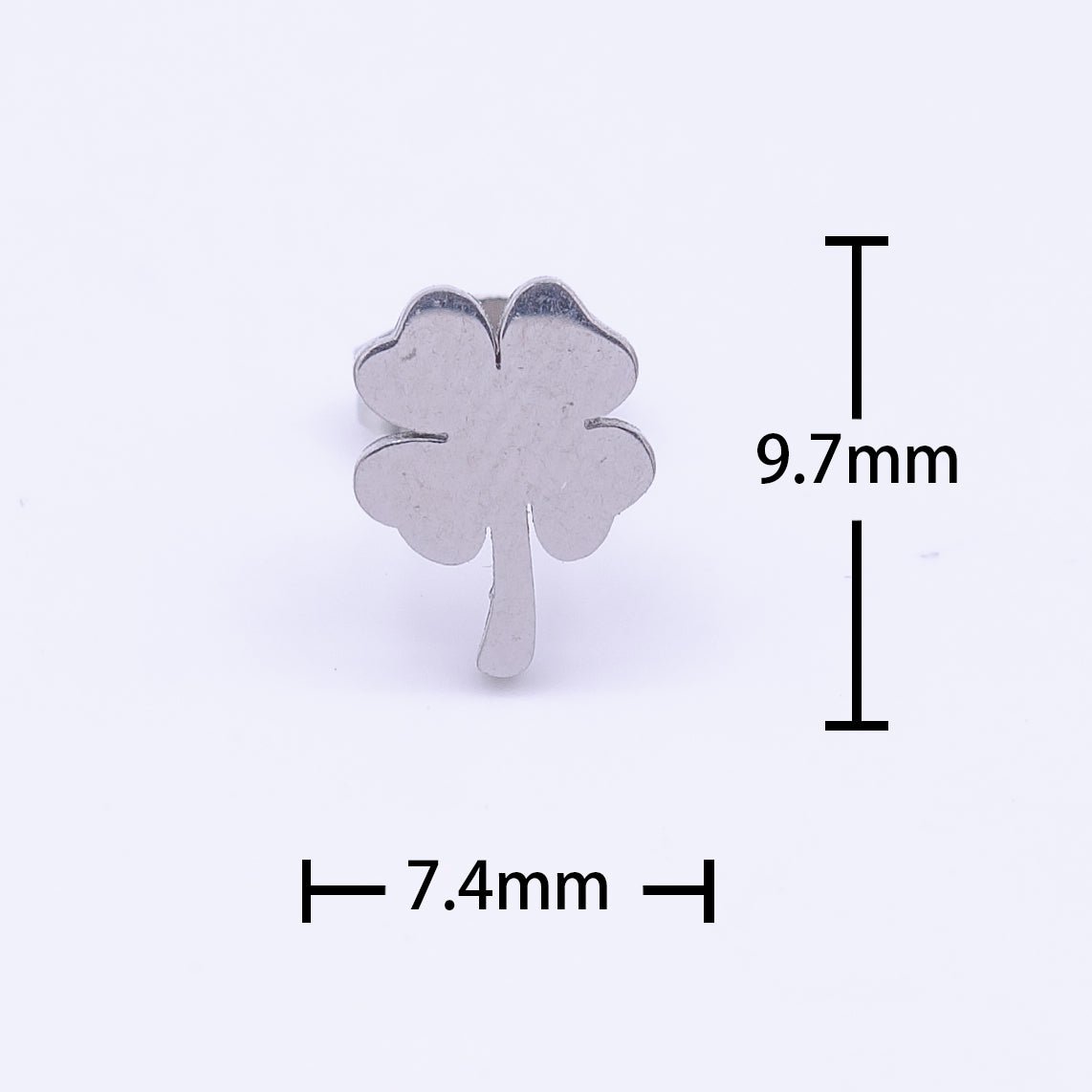 Stainless Steel Lucky Clover Leaf Quatrefoil Silver Stud Earrings | Y-244 - DLUXCA