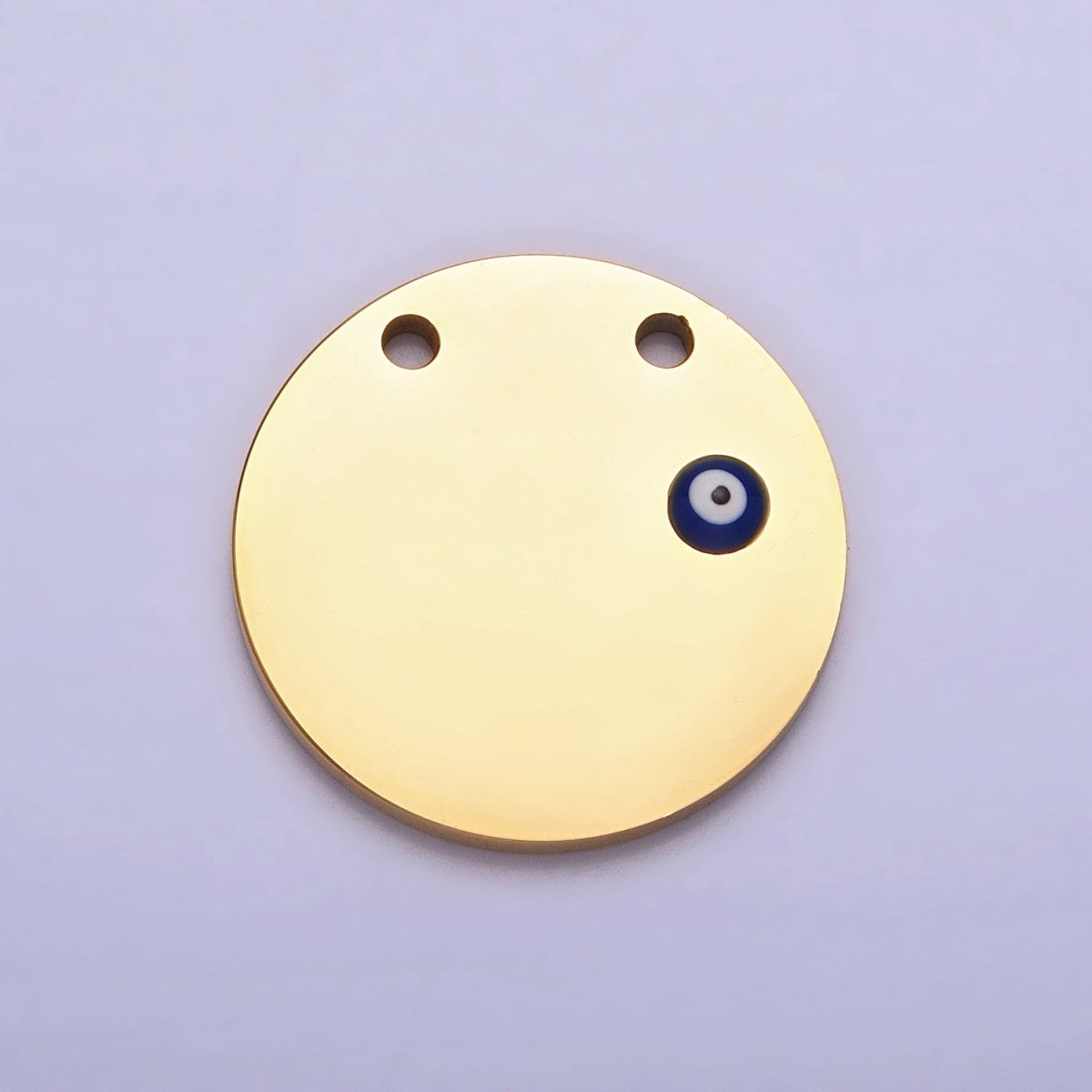 Stainless Steel Mini Evil Eye Round Disc Charm in Gold & Silver | P885 - DLUXCA