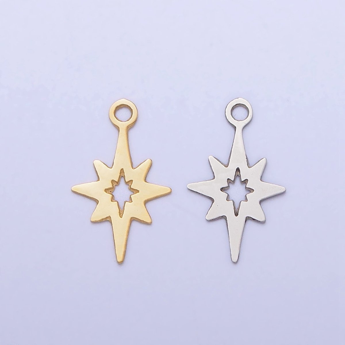Stainless Steel Mini Open North Star Celestial Add-On Charm in Gold & Silver | P-902 - DLUXCA