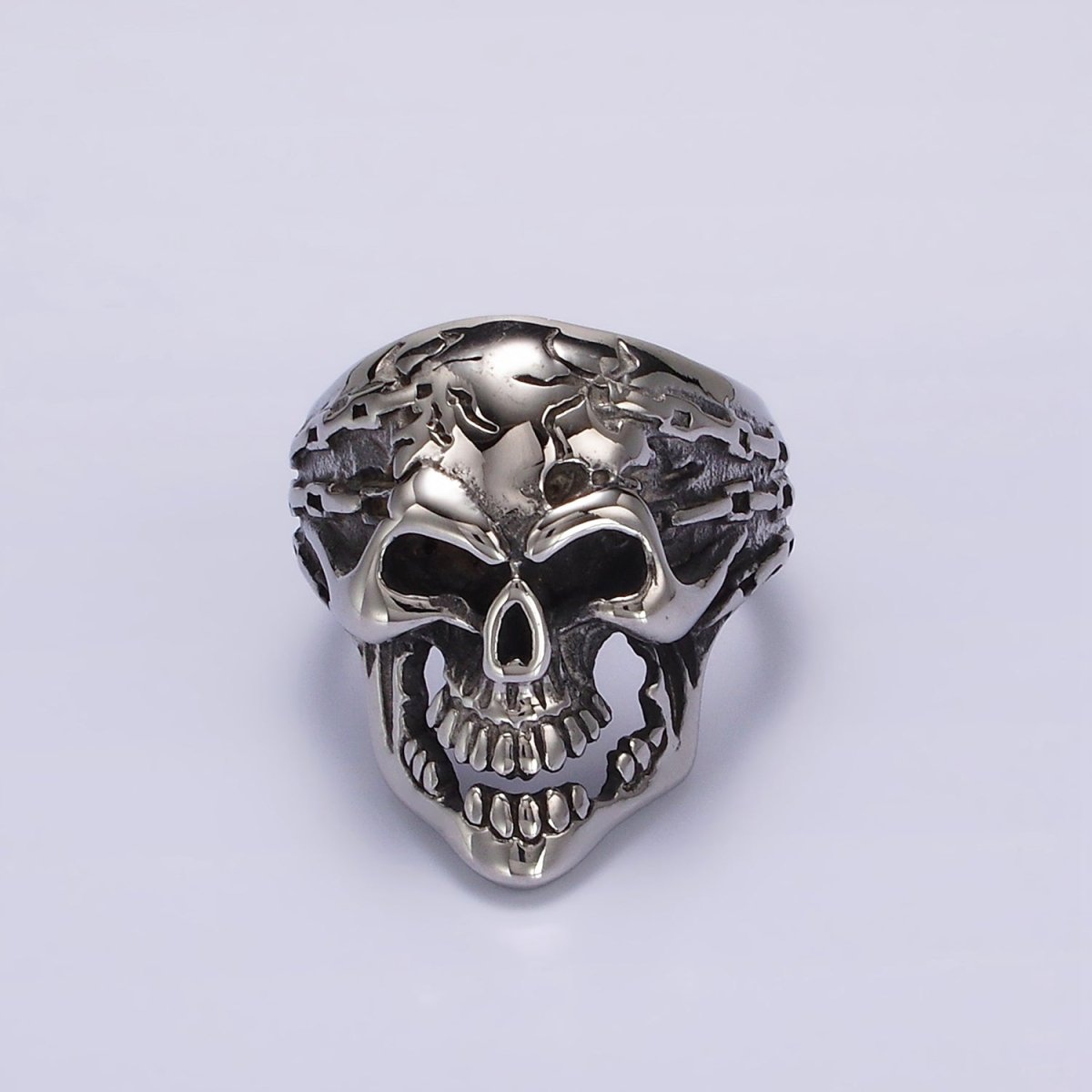 Stainless Steel Molten Human Skeleton Skull Ring in Gold & Silver | O1117 - O1124 - DLUXCA