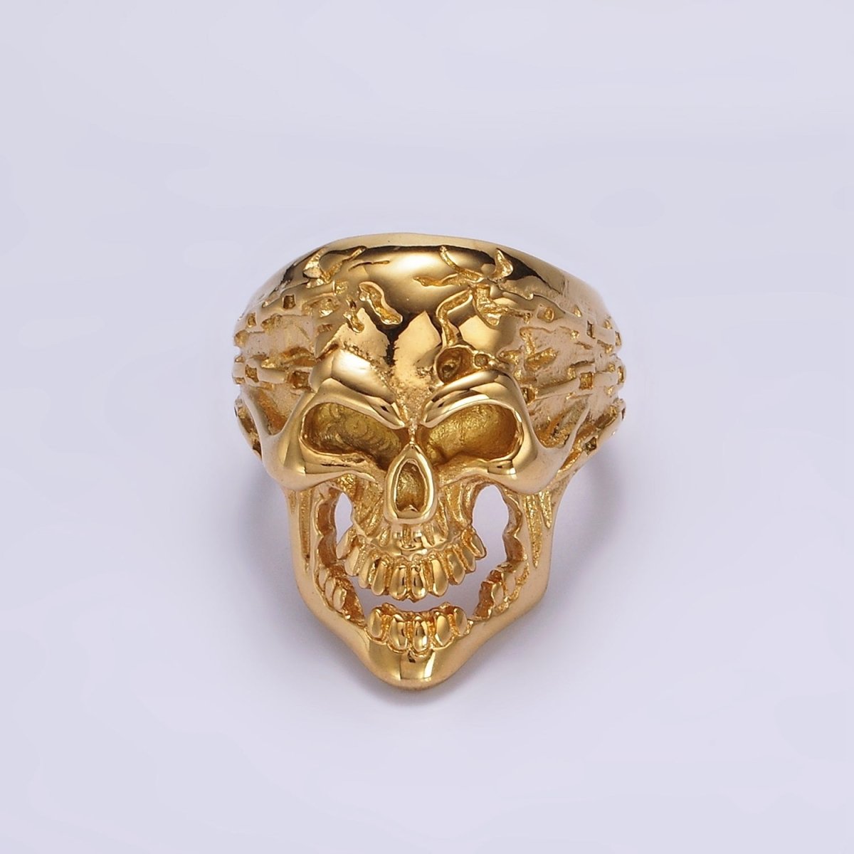 Stainless Steel Molten Human Skeleton Skull Ring in Gold & Silver | O1117 - O1124 - DLUXCA