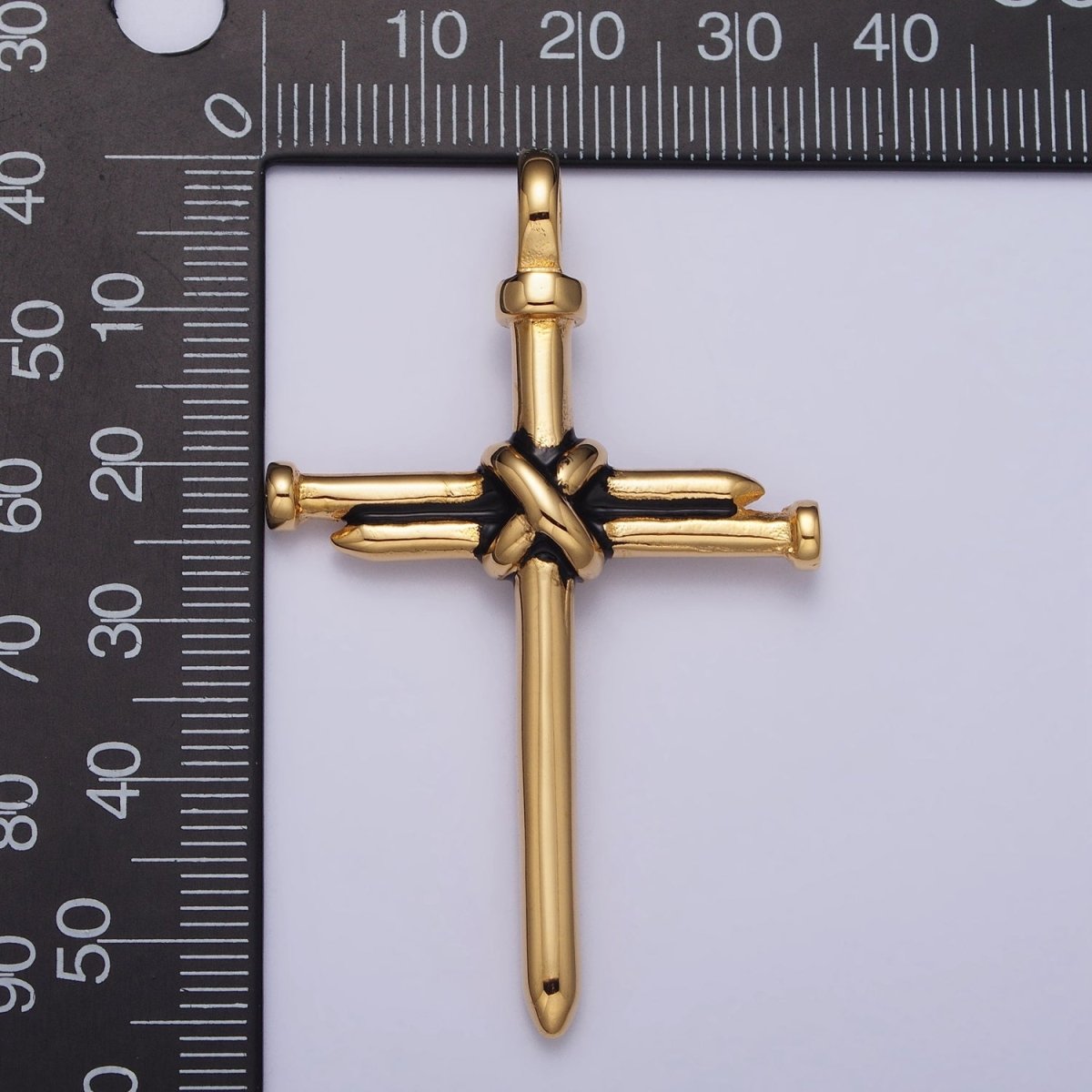 Stainless Steel Nail Tied Cross Pendant in Gold & Silver | P-1098 - DLUXCA