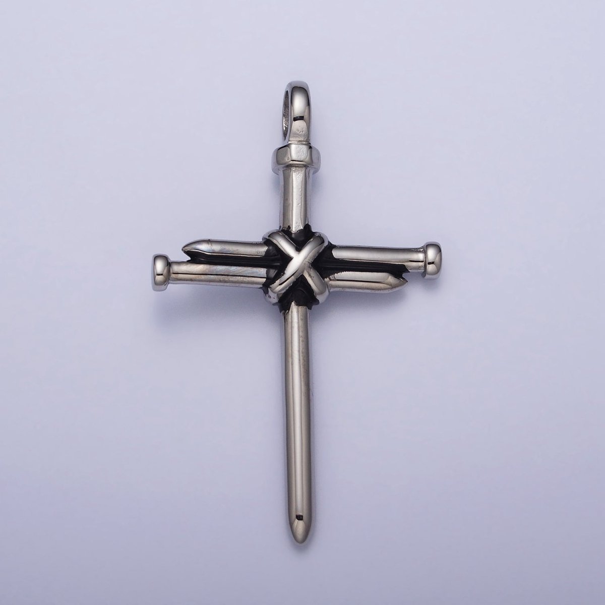 Stainless Steel Nail Tied Cross Pendant in Gold & Silver | P-1098 - DLUXCA