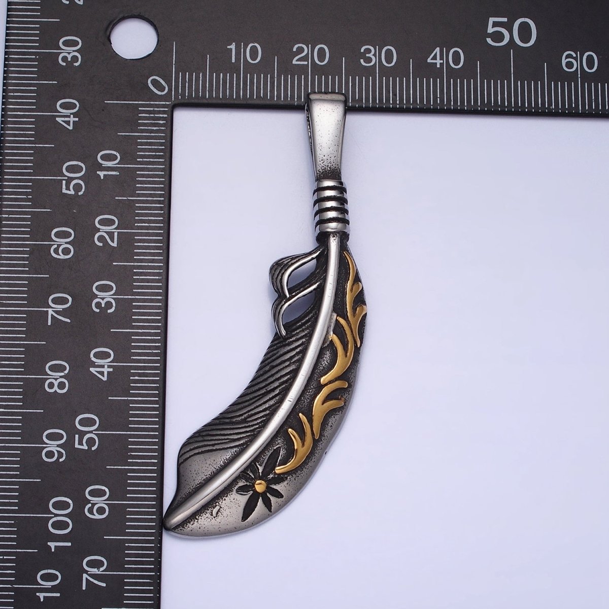 Stainless Steel Nature Flower Leaf Nature Mixed Metal Pendant J-809 - DLUXCA