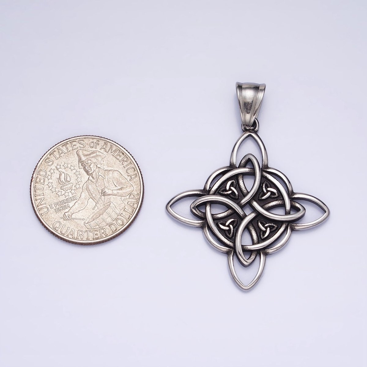 Stainless Steel Norse Multiple Triquetra Celtic Knot Cross Silver, Gold Pendant | P-1129 - DLUXCA
