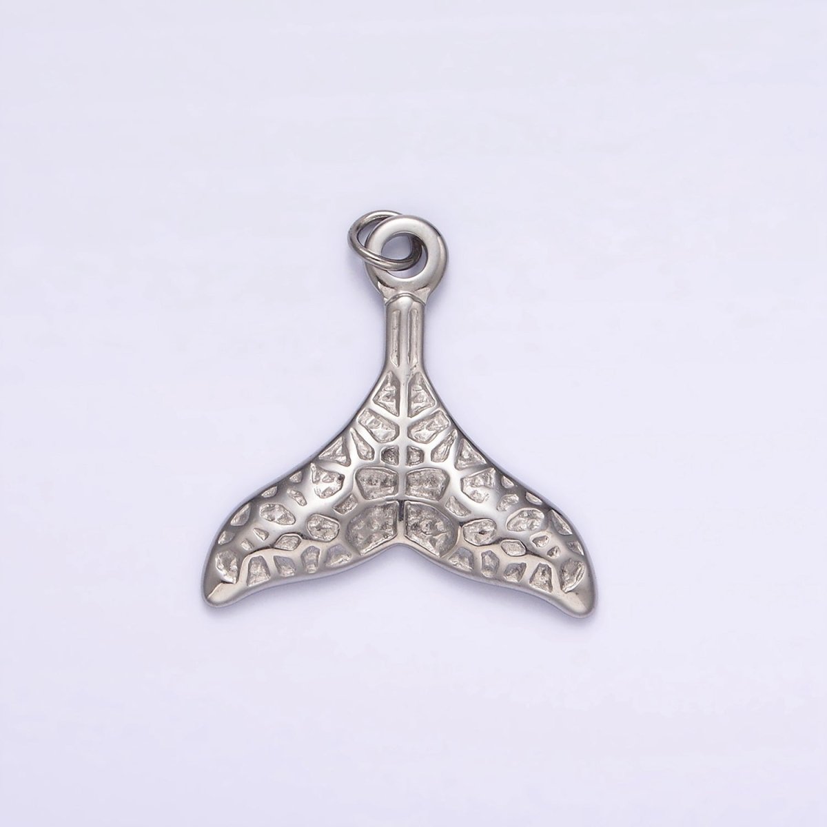 Stainless Steel Ocean Animal Whale Tail Textured Charm in Gold & Silver | P1267 P1268 - DLUXCA