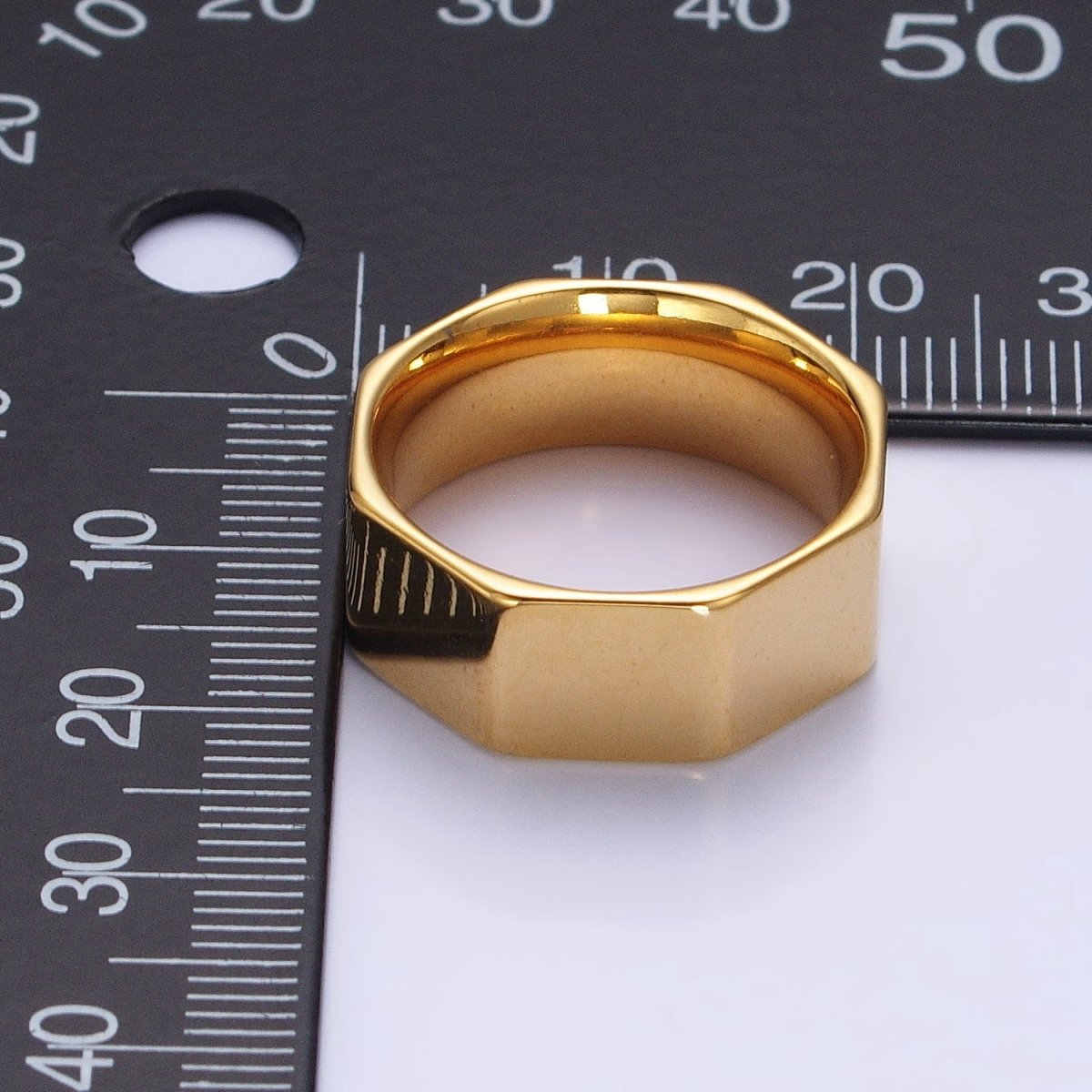 Stainless Steel Octagonal Minimalist Band Ring in Gold & Silver | O-1733~O-1740 - DLUXCA