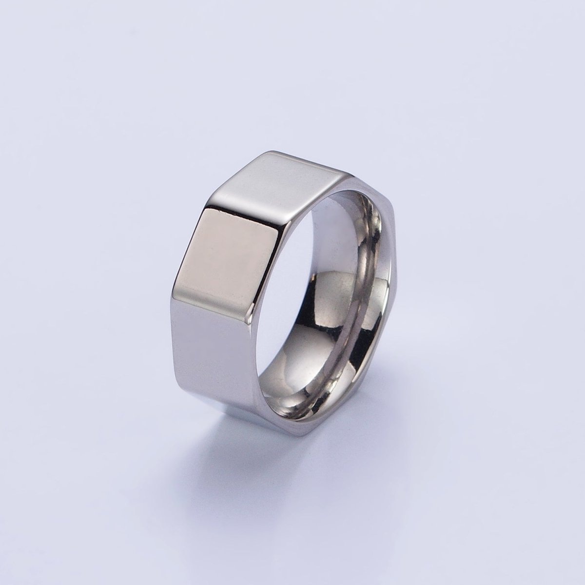 Stainless Steel Octagonal Minimalist Band Ring in Gold & Silver | O-1733~O-1740 - DLUXCA