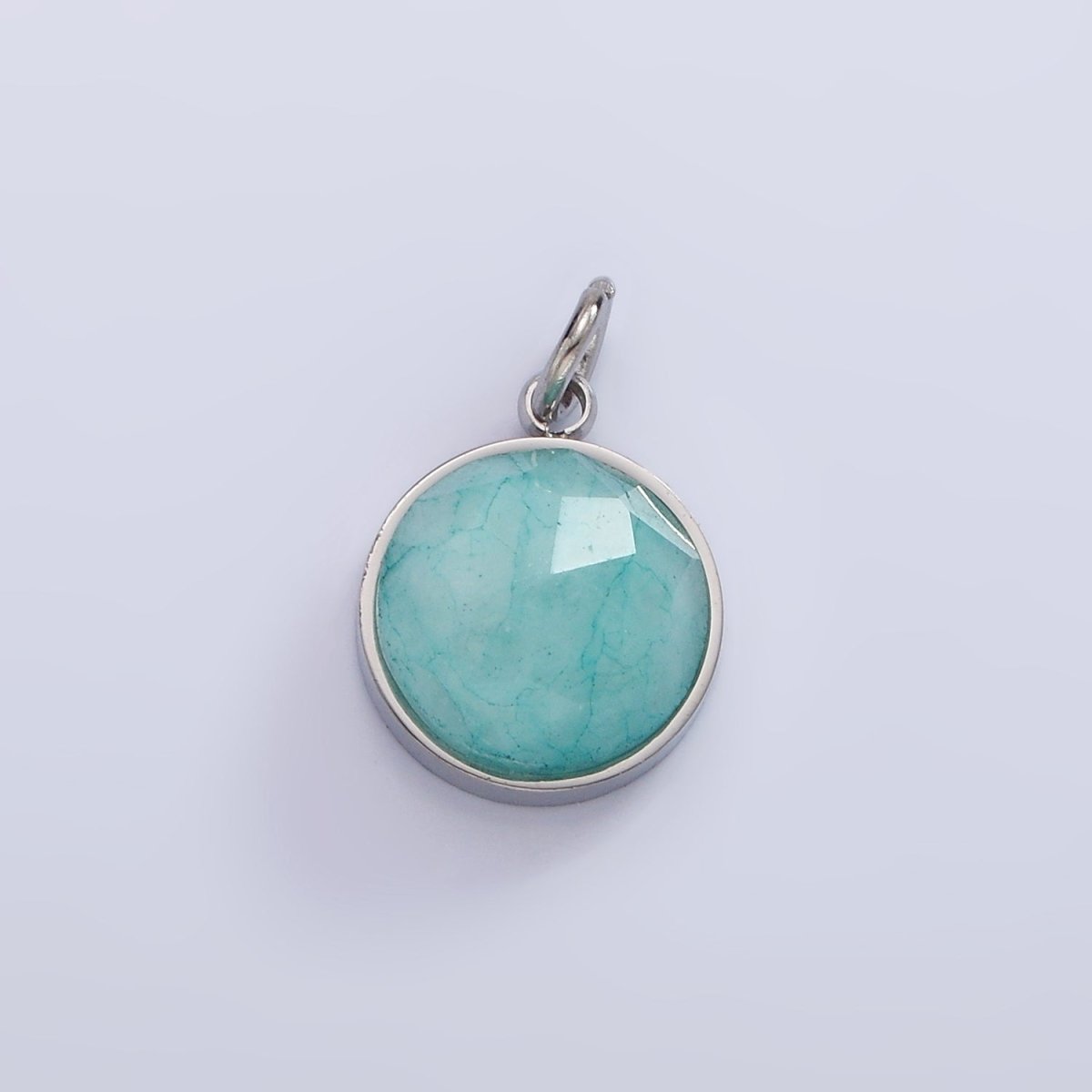 Stainless Steel Onyx, Tiger Eye, Amazonite, Clear Quartz Multifaceted Round Charm in Gold & Silver | P1333 - P1339 - DLUXCA