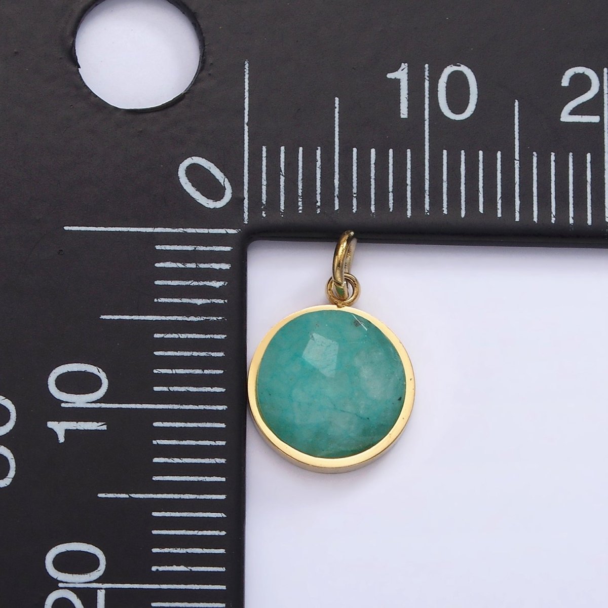 Stainless Steel Onyx, Tiger Eye, Amazonite, Clear Quartz Multifaceted Round Charm in Gold & Silver | P1333 - P1339 - DLUXCA